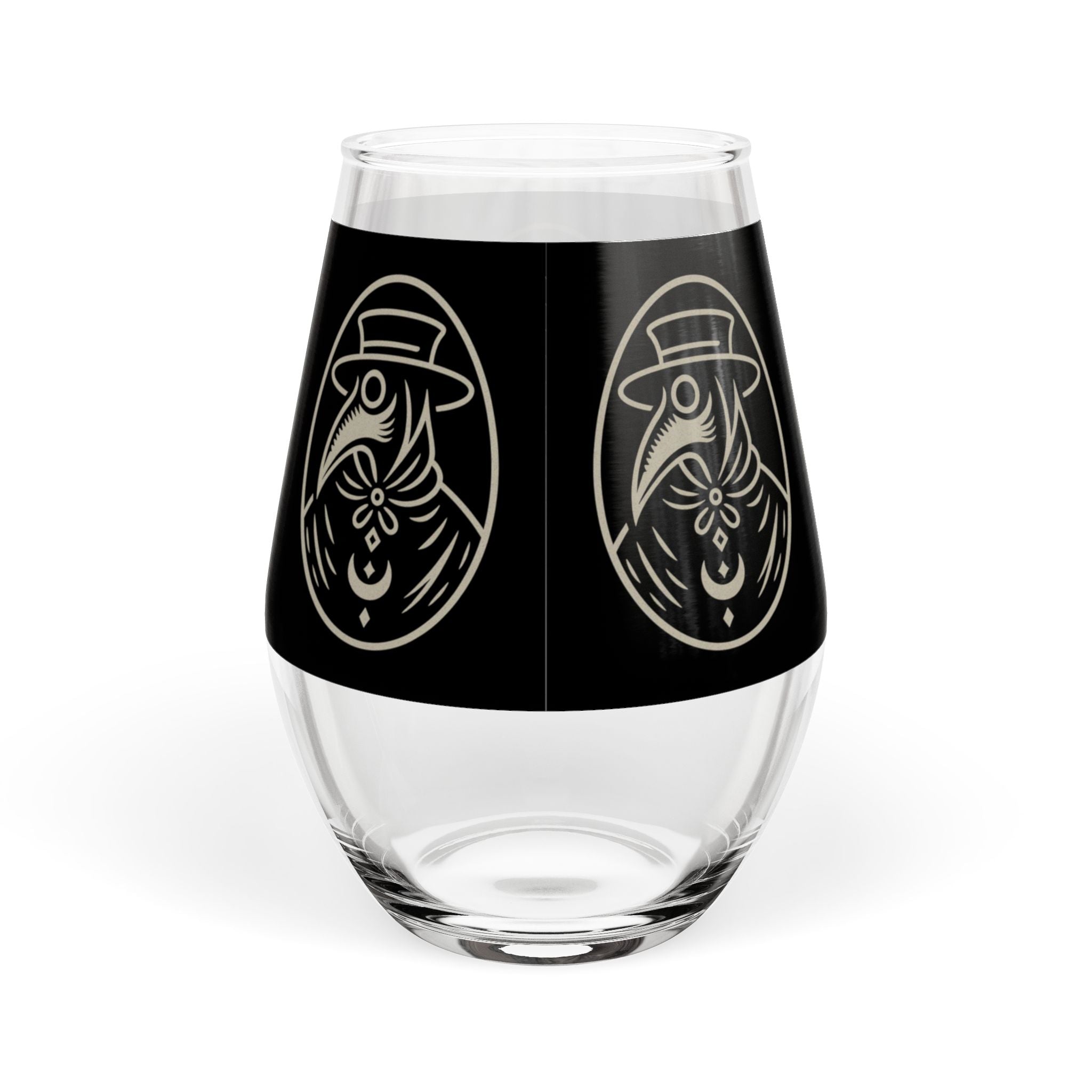 Plague Doctor Illustration Stemless Wine Glass | 11.75oz