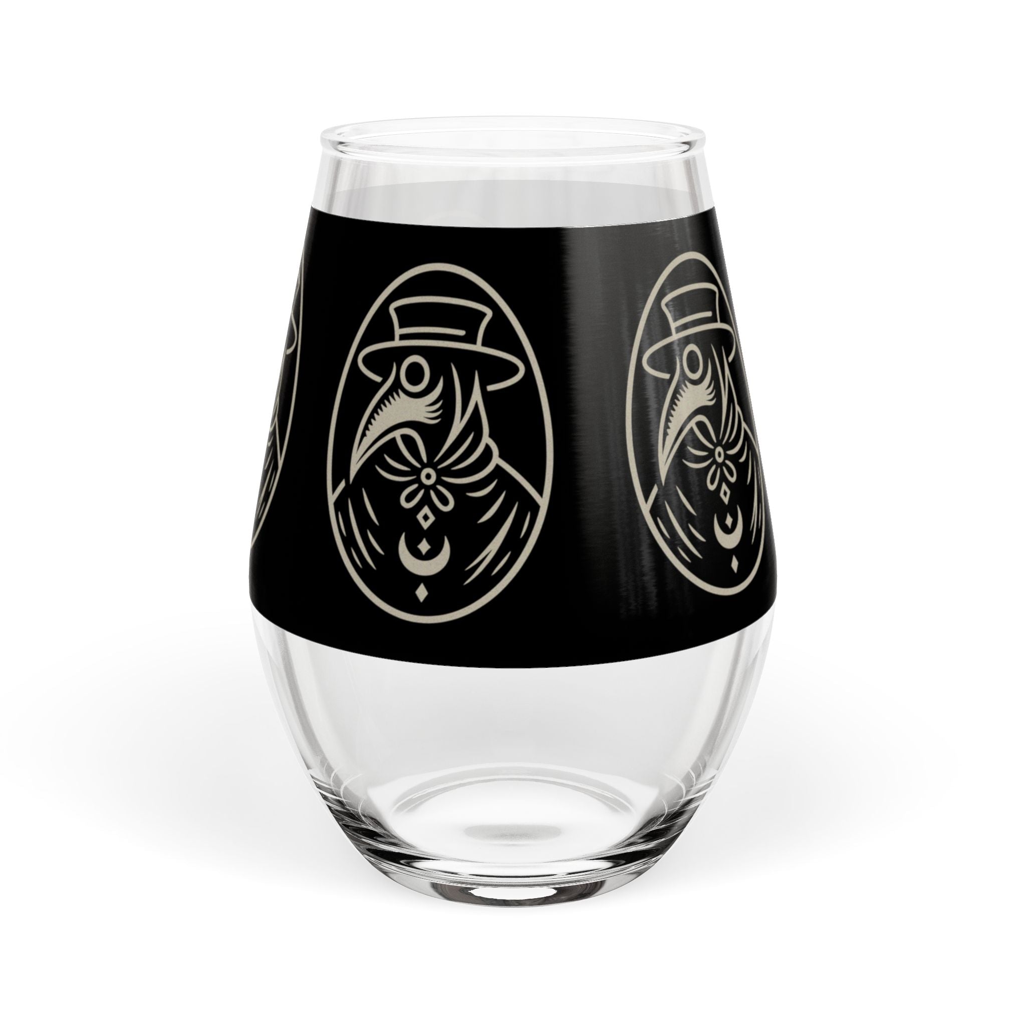 Plague Doctor Illustration Stemless Wine Glass | 11.75oz