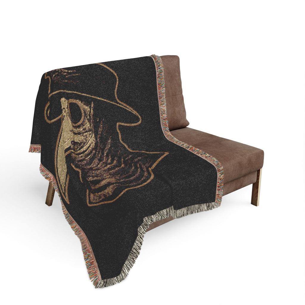 Plague Doctor Woven Blanket — Dark Decorative Throw