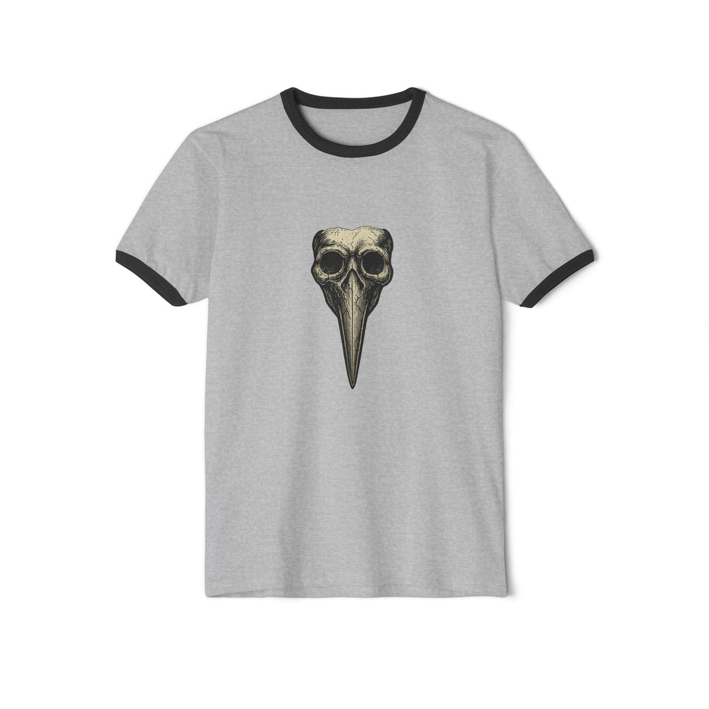 Ringer T-Shirt — Plague Doctor Mask Graphic "The Plagued Page"