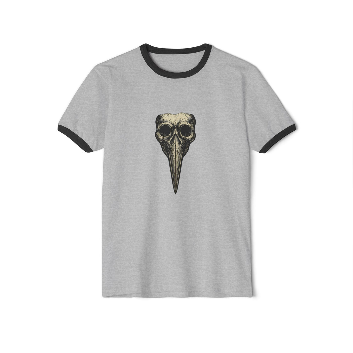 Ringer T-Shirt — Plague Doctor Mask Graphic "The Plagued Page"