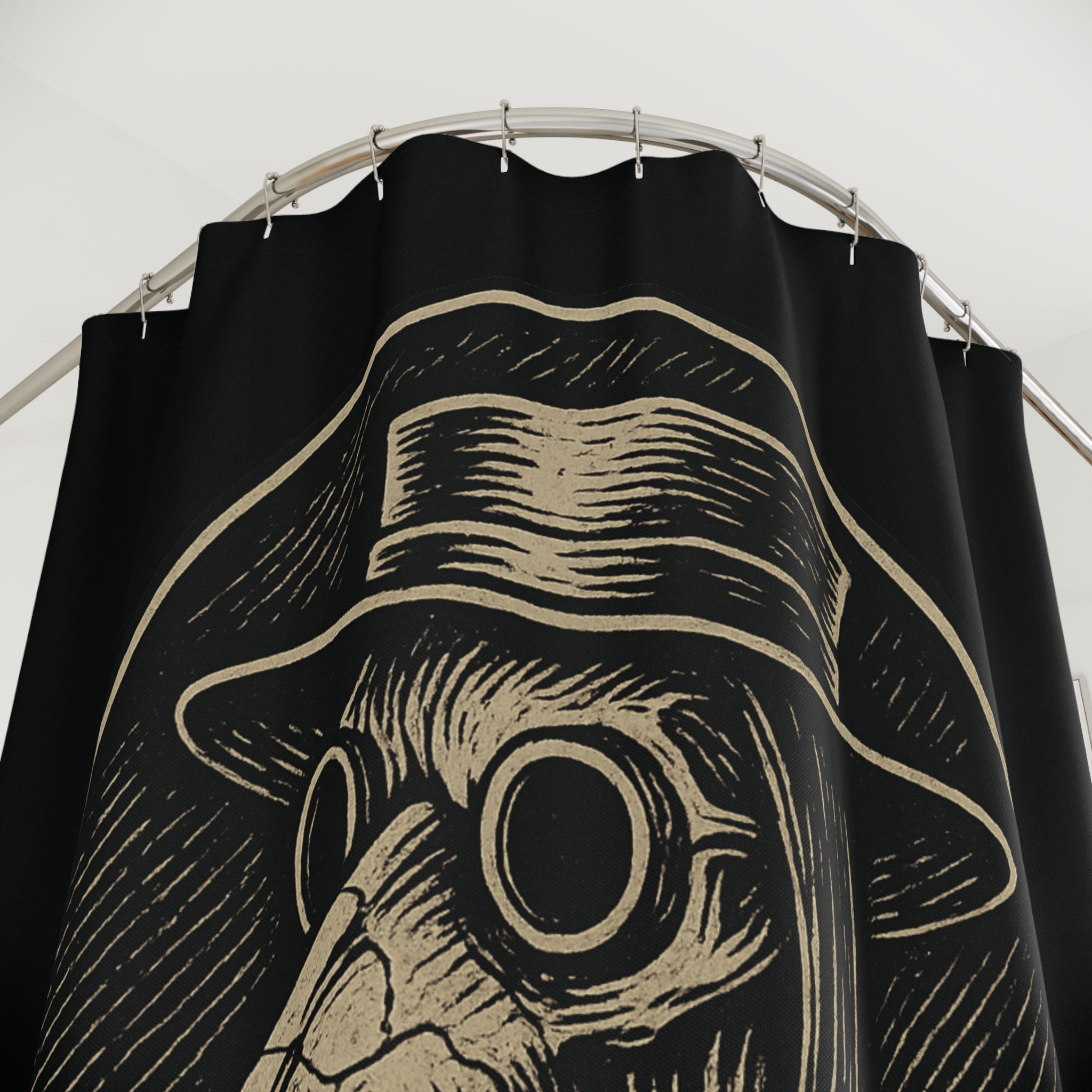 Plague Doctor Shower Curtain — Gothic Vintage Medical Mask Bathroom Decor