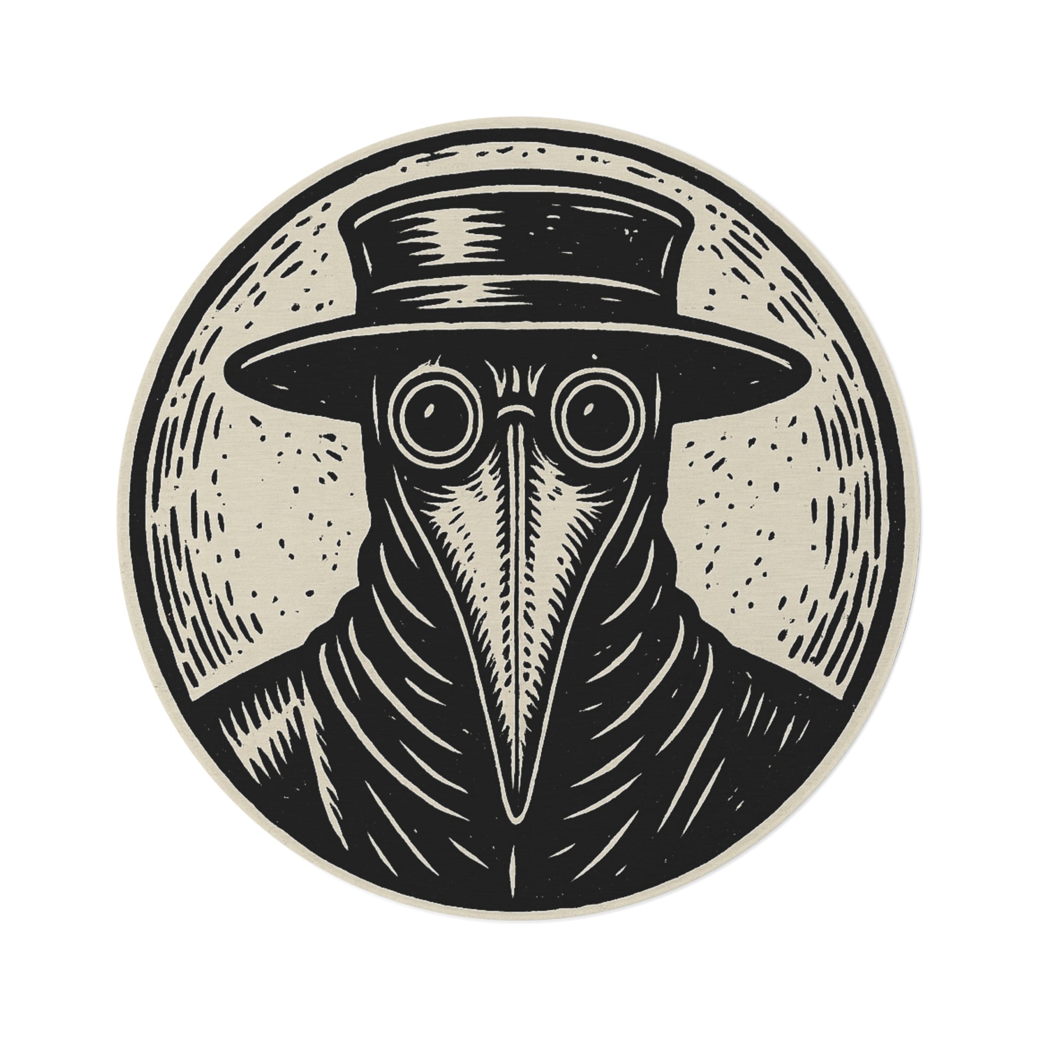 Plague Doctor Round Rug — Gothic Vintage Medical Mask Décor