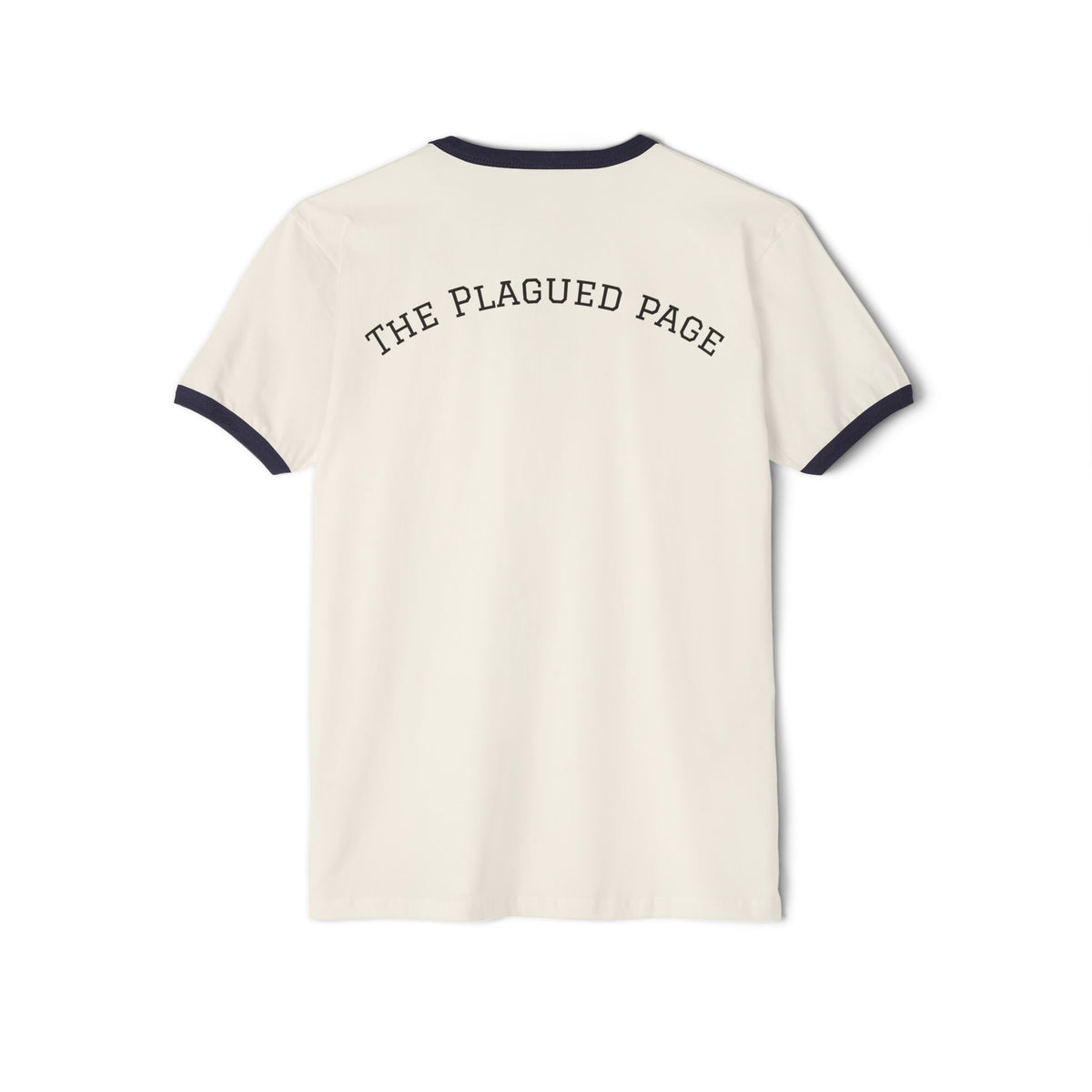Ringer T-Shirt — Plague Doctor Mask Graphic "The Plagued Page"
