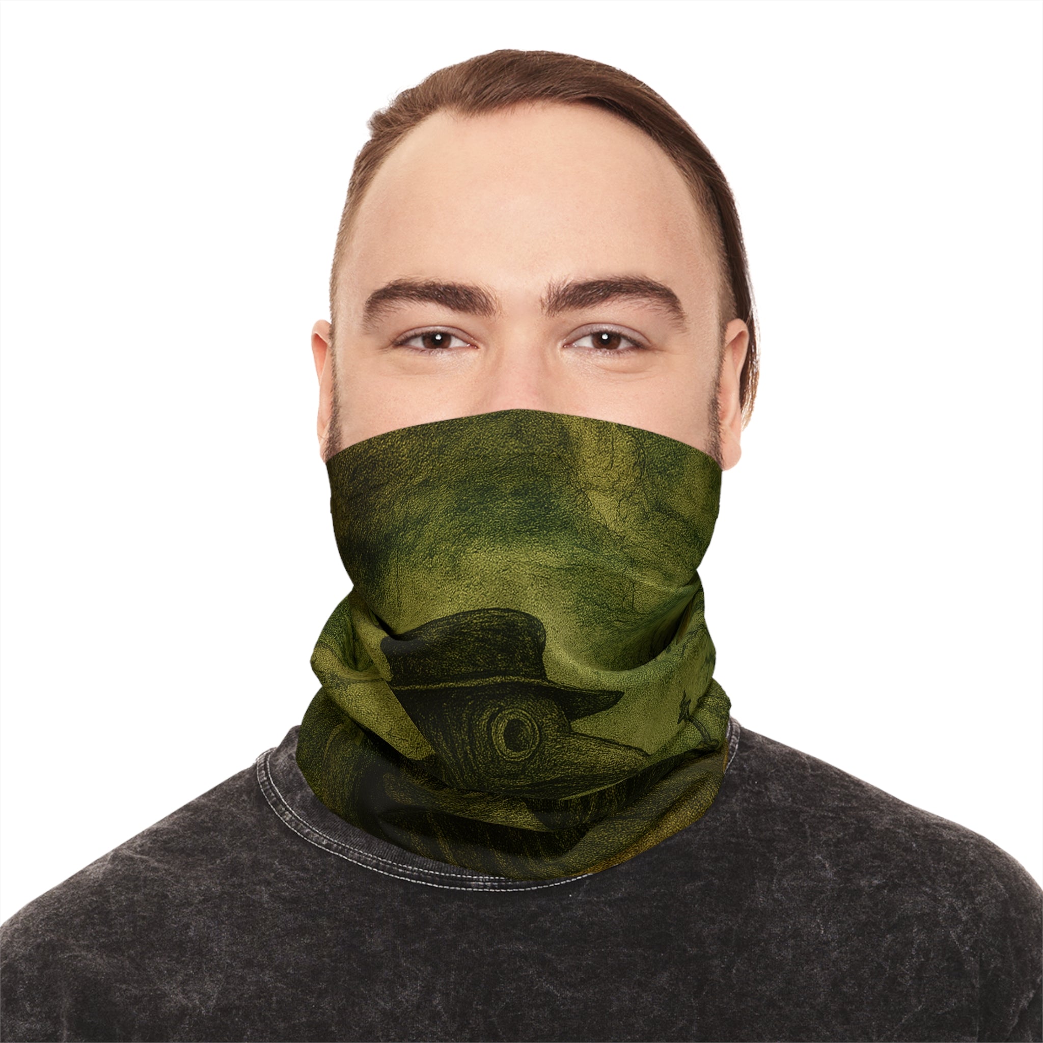 Aged Plague Doctor Neck Gaiter — Vintage Medical Mask Face Cover