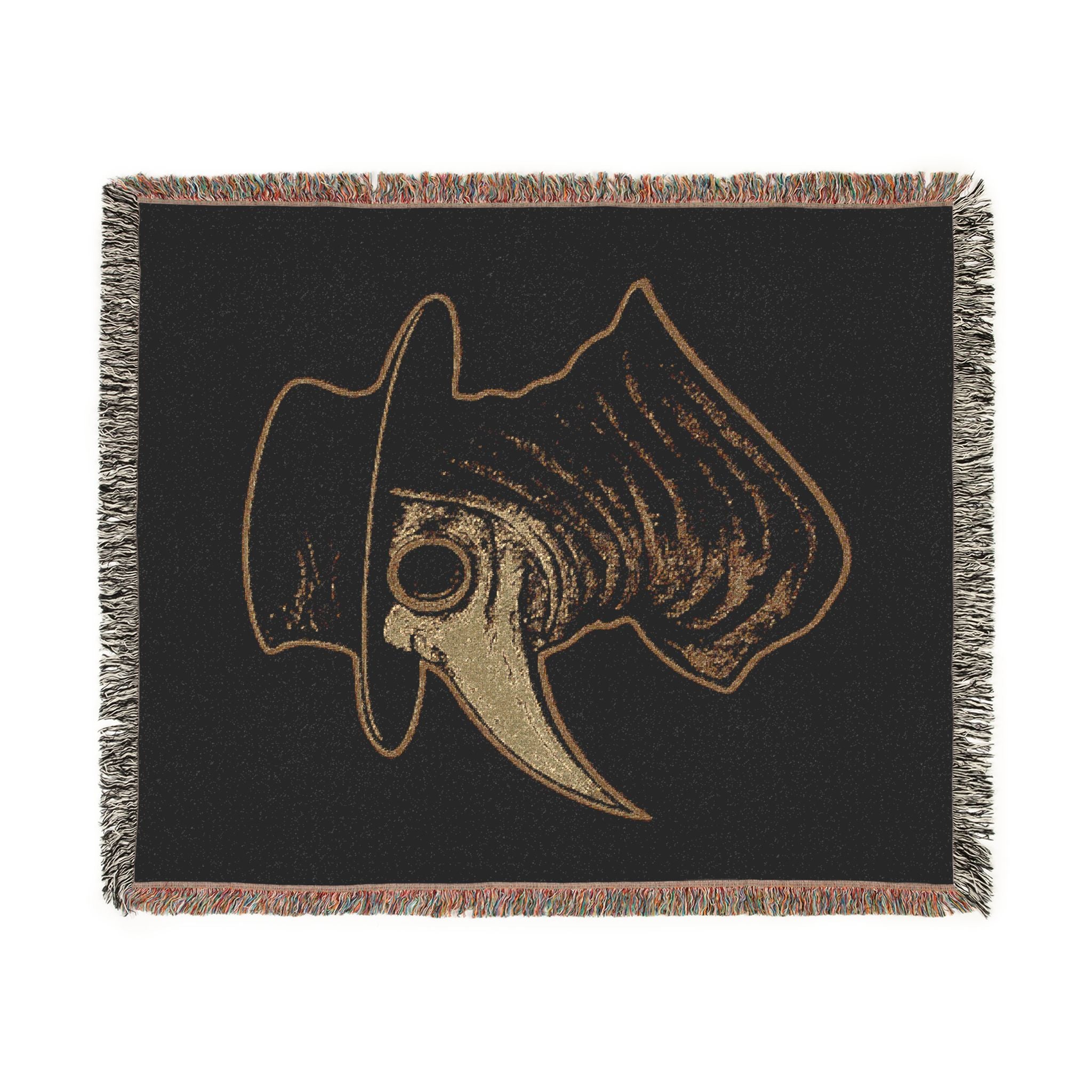 Plague Doctor Woven Blanket — Dark Decorative Throw