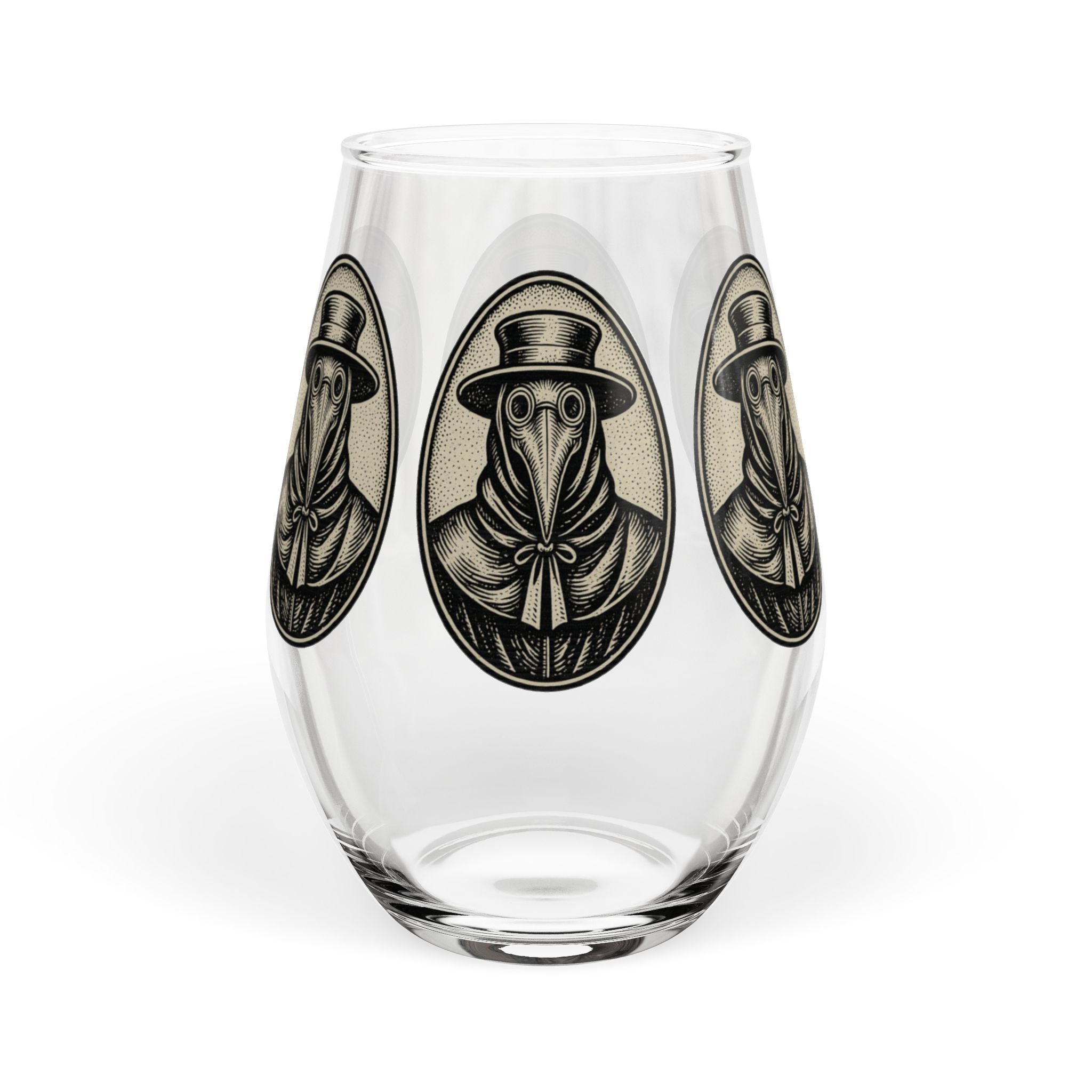 Plague Doctor Illustration Stemless Wine Glass | Gothic, Vintage