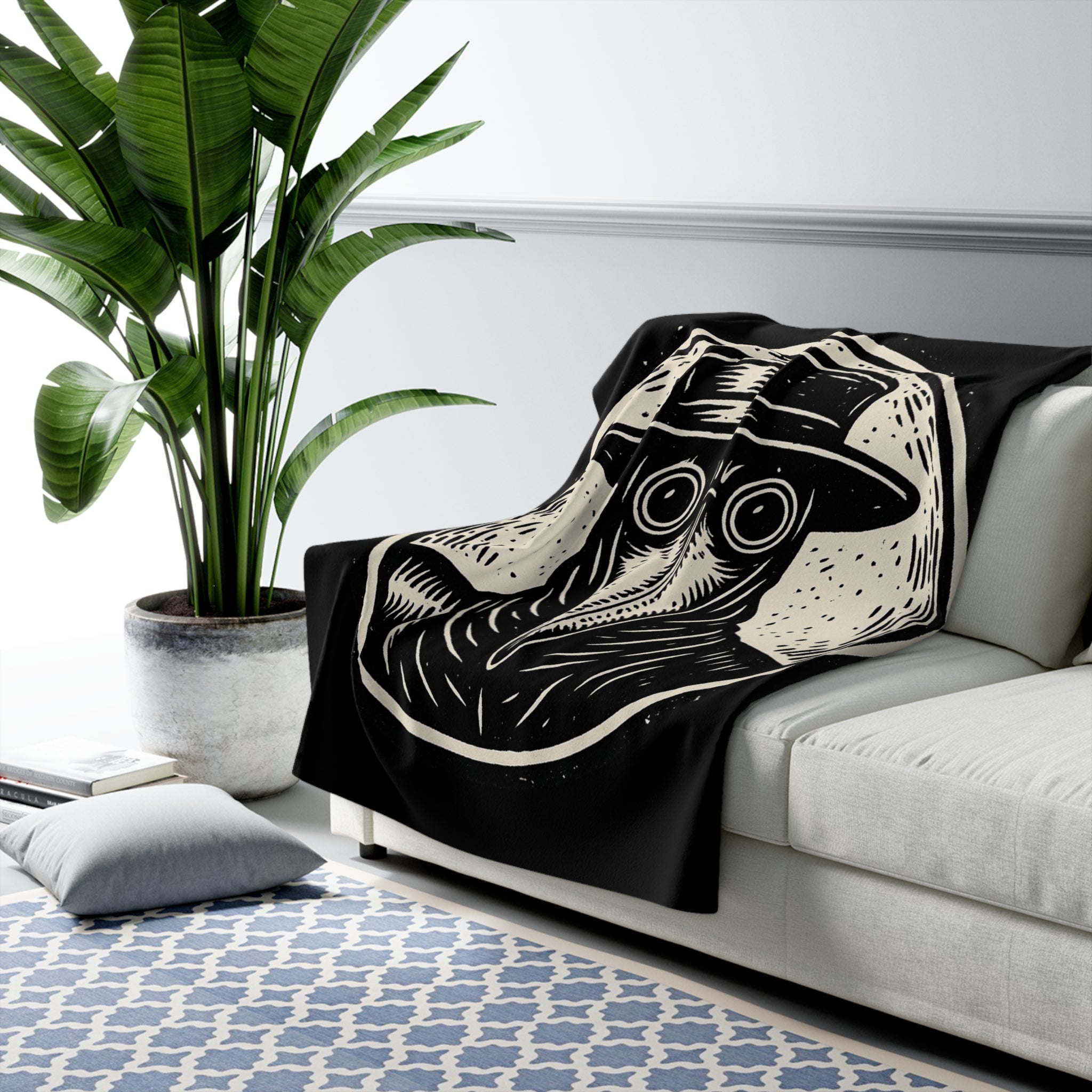 The Plagued Page Sherpa Fleece Blanket — Cozy Gothic Reading Blanket