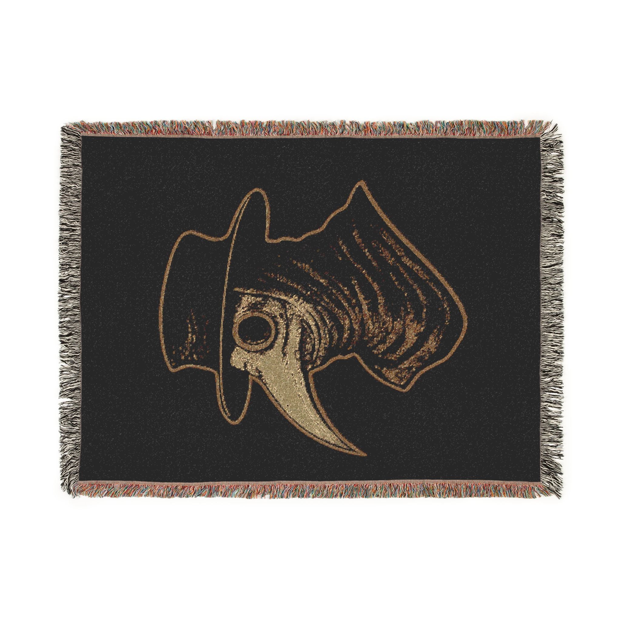Plague Doctor Woven Blanket — Dark Decorative Throw