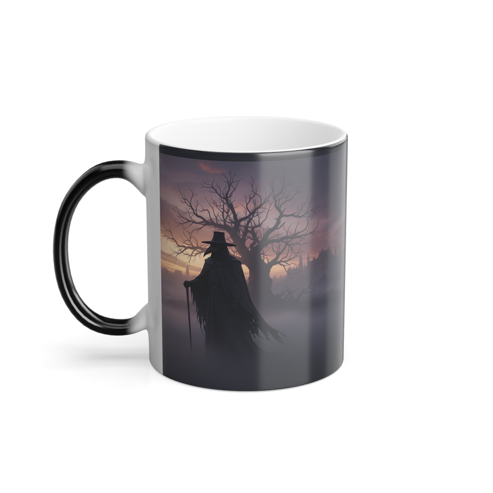 Gothic Heat-Change Coffee Mug — 'The Plagued Page' Color Morphing 11oz