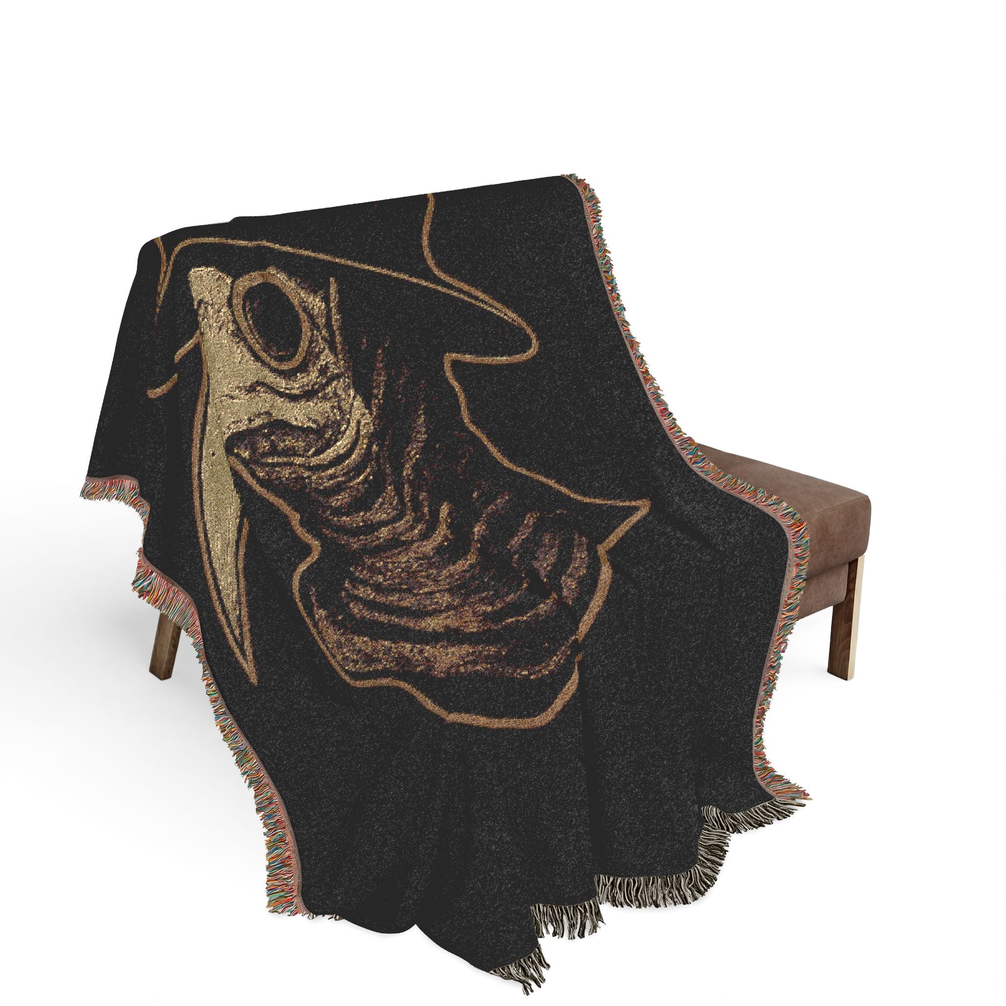 Plague Doctor Woven Blanket — Dark Decorative Throw