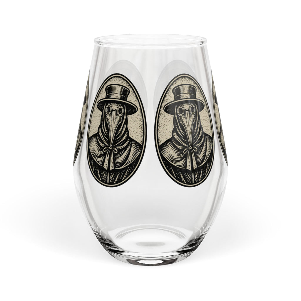Plague Doctor Illustration Stemless Wine Glass | Gothic, Vintage