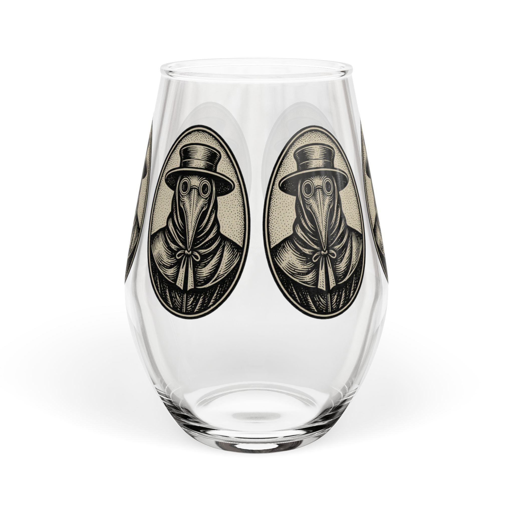 Plague Doctor Illustration Stemless Wine Glass | Gothic, Vintage