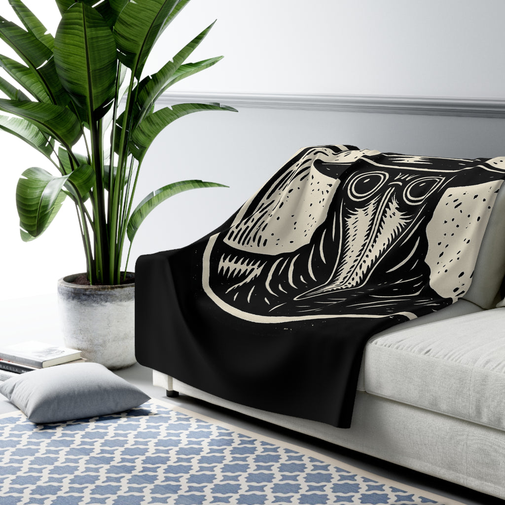 The Plagued Page Sherpa Fleece Blanket — Cozy Gothic Reading Blanket