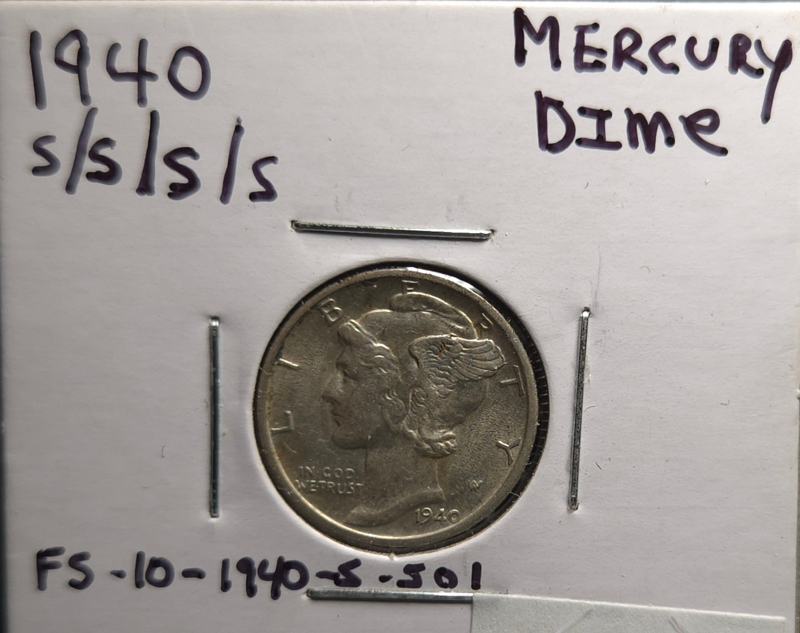 1940 s/s/s/s Mercury Dime FS-10-1940-S-501