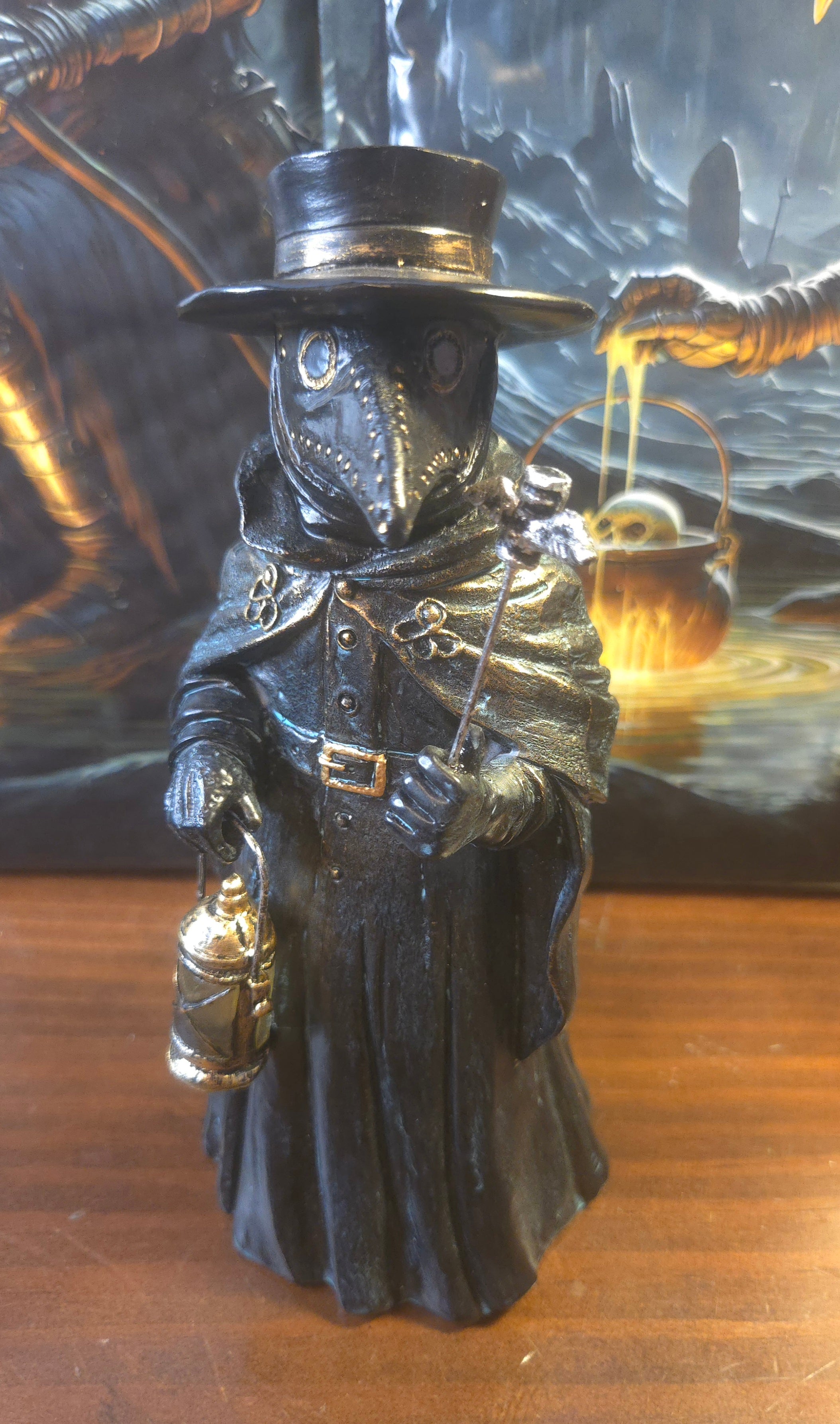 Plague Doctor Creepy Home Figurine, 8" LED Haunted Halloween