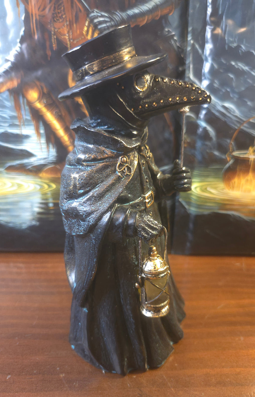Plague Doctor Creepy Home Figurine, 8" LED Haunted Halloween
