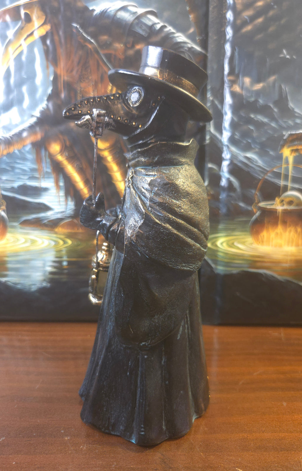 Plague Doctor Creepy Home Figurine, 8" LED Haunted Halloween