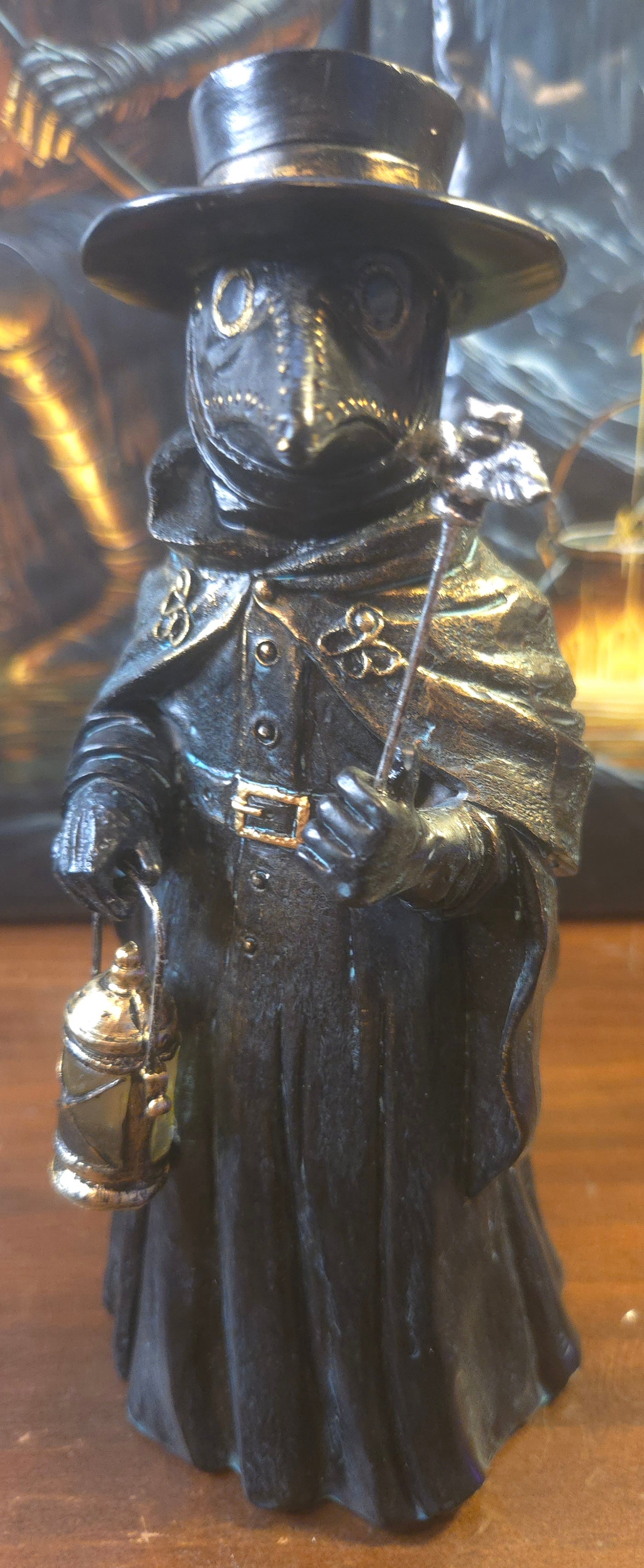 Plague Doctor Creepy Home Figurine, 8" LED Haunted Halloween