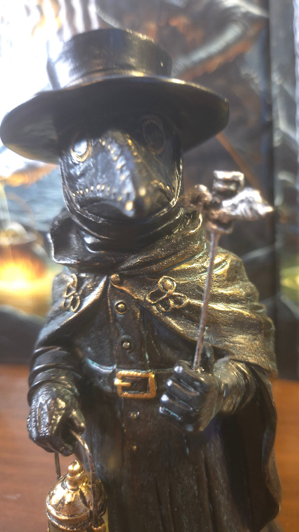 Plague Doctor Creepy Home Figurine, 8" LED Haunted Halloween