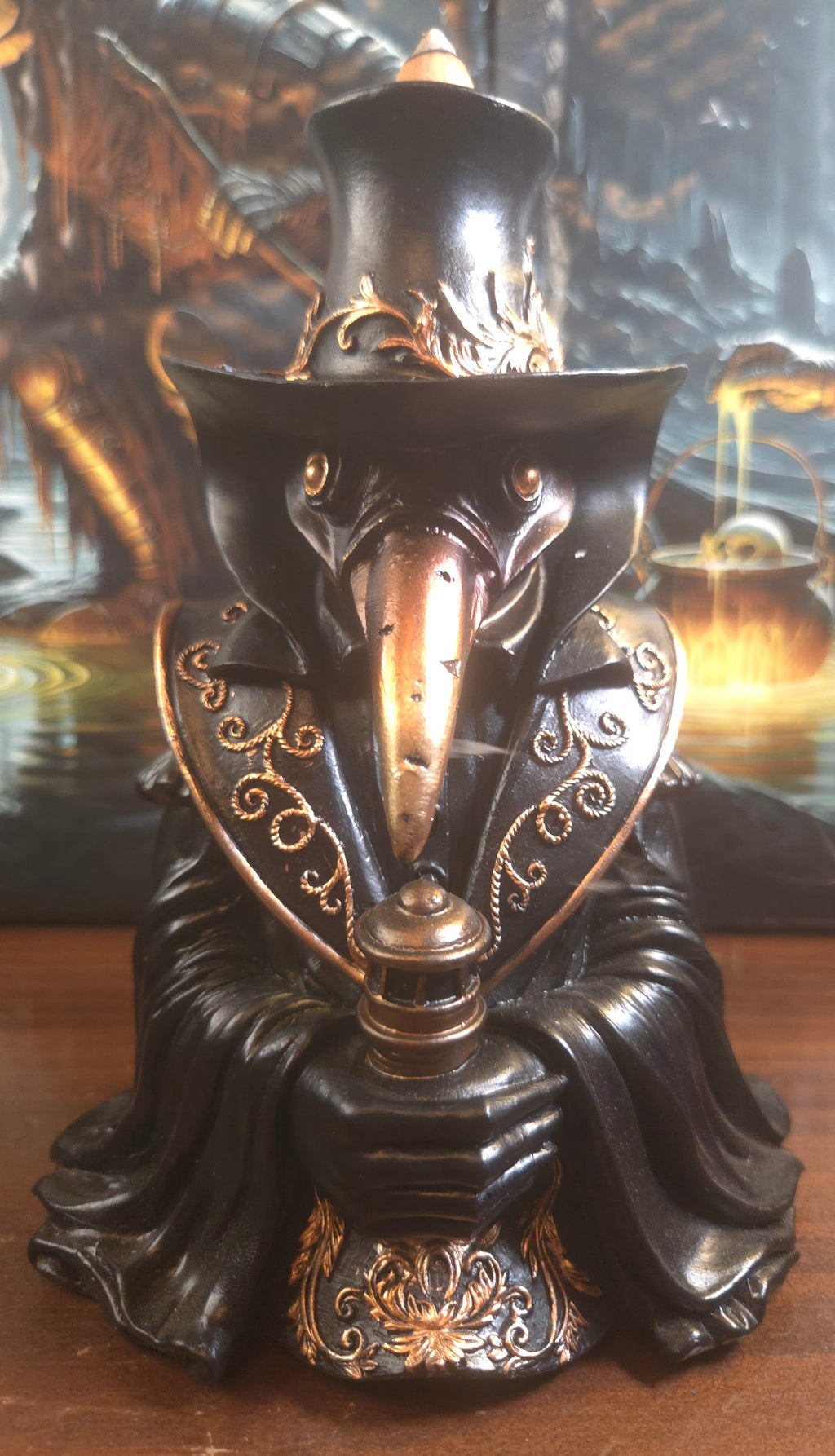 Dr. Plague Backflow Incense Burner — Gothic Resin Figurine (7")