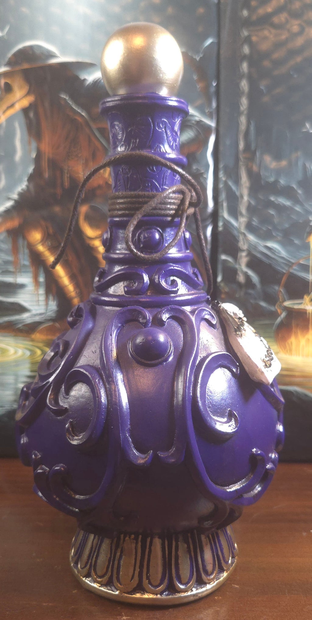 Death’s‑Head Moth Apothecary Bottle — Gothic Decorative Resin Vessel (9")