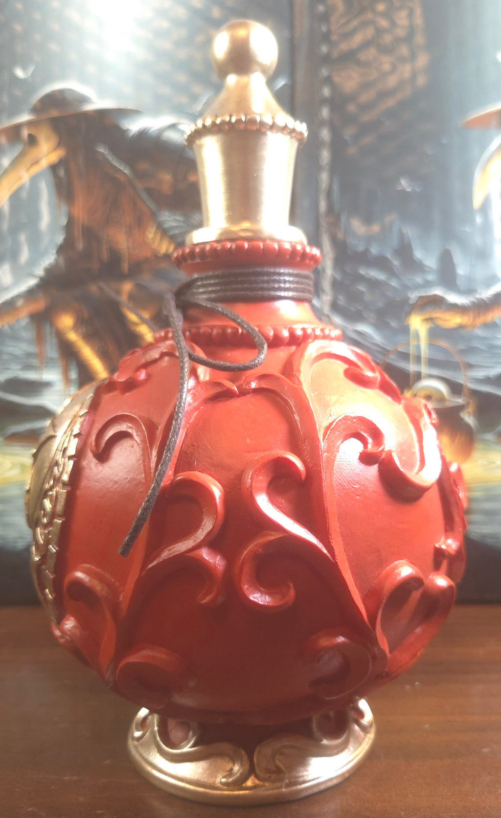 Triple Moon Witch’s Bottle — Gothic Decorative Resin Vessel (9")