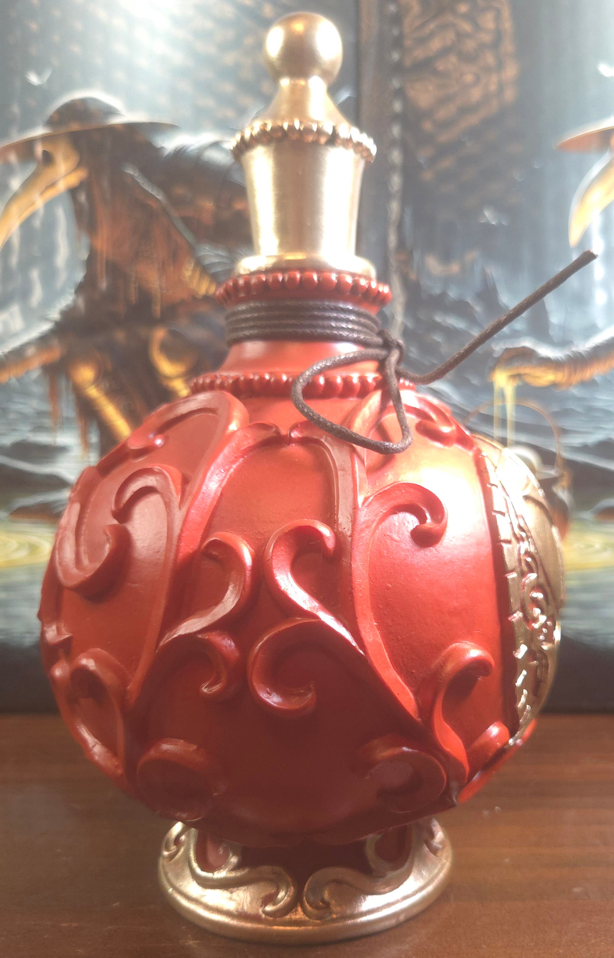Triple Moon Witch’s Bottle — Gothic Decorative Resin Vessel (9")