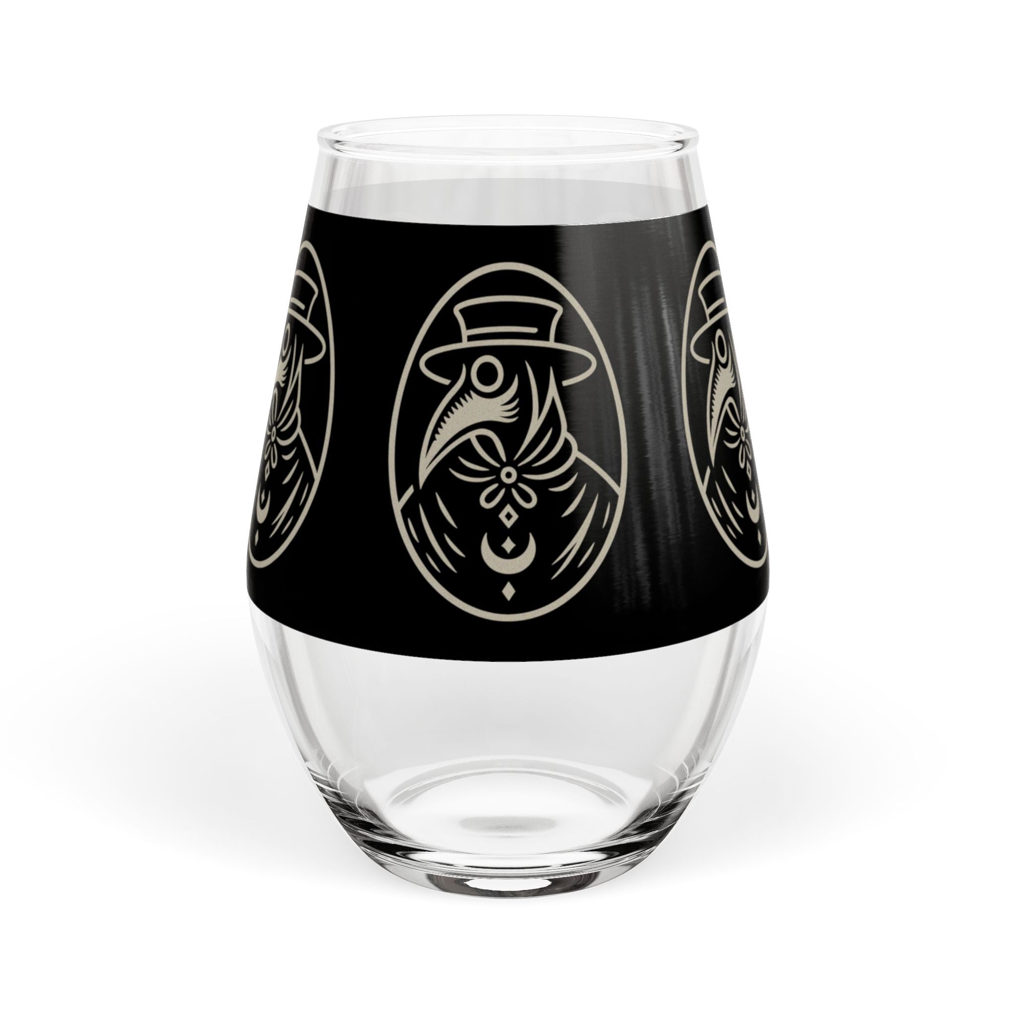 Plague Doctor Illustration Stemless Wine Glass | 11.75oz