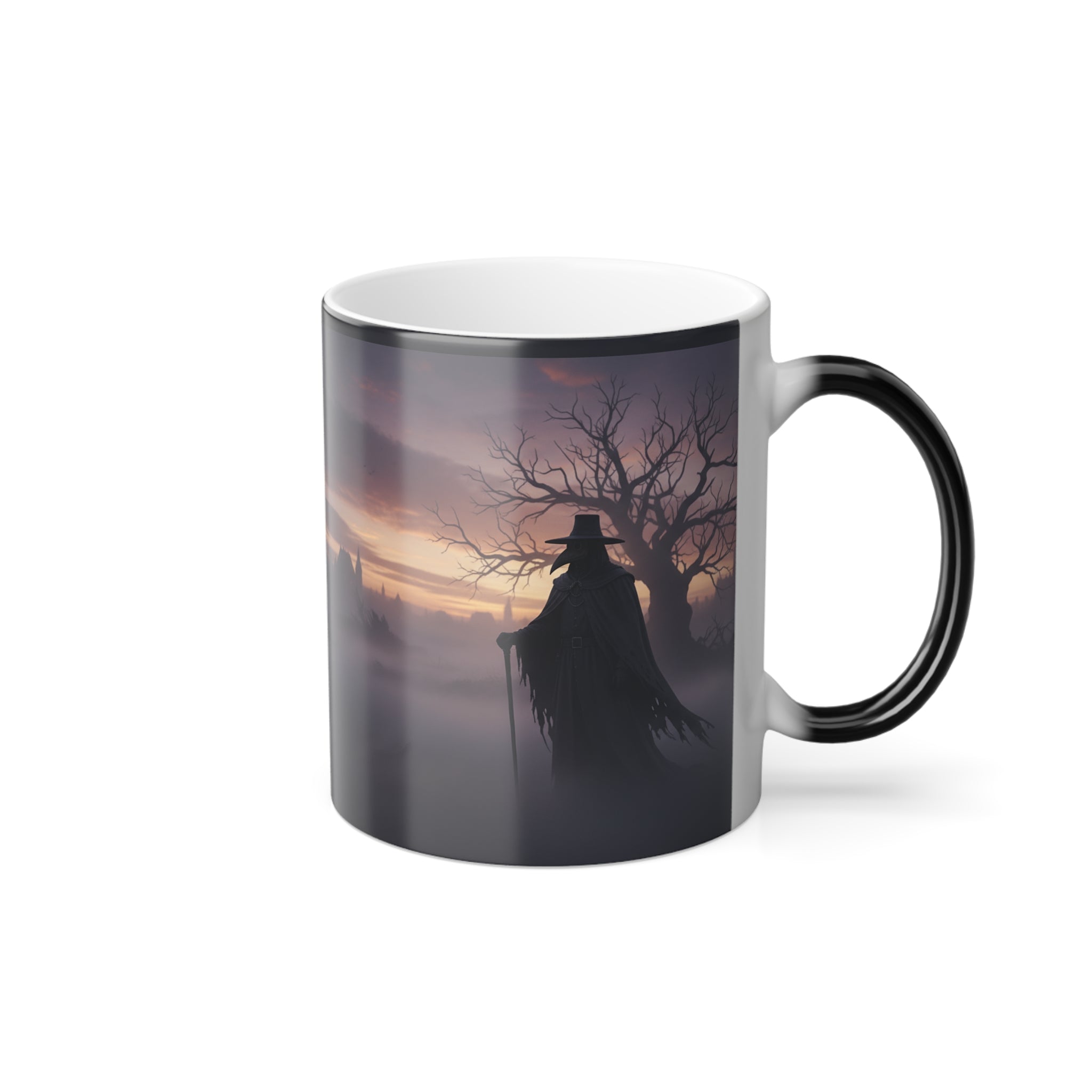 Gothic Heat-Change Coffee Mug — 'The Plagued Page' Color Morphing 11oz