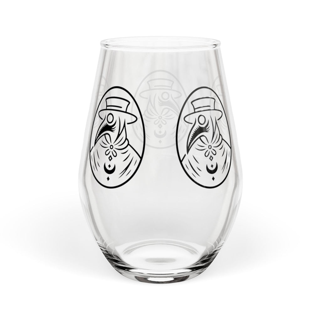 11.75oz Stemless Wine Glass w/Plague Doctor Illustration