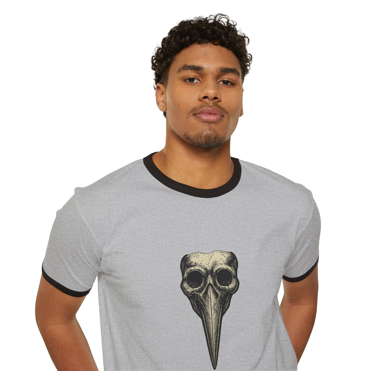 Ringer T-Shirt — Plague Doctor Mask Graphic "The Plagued Page"