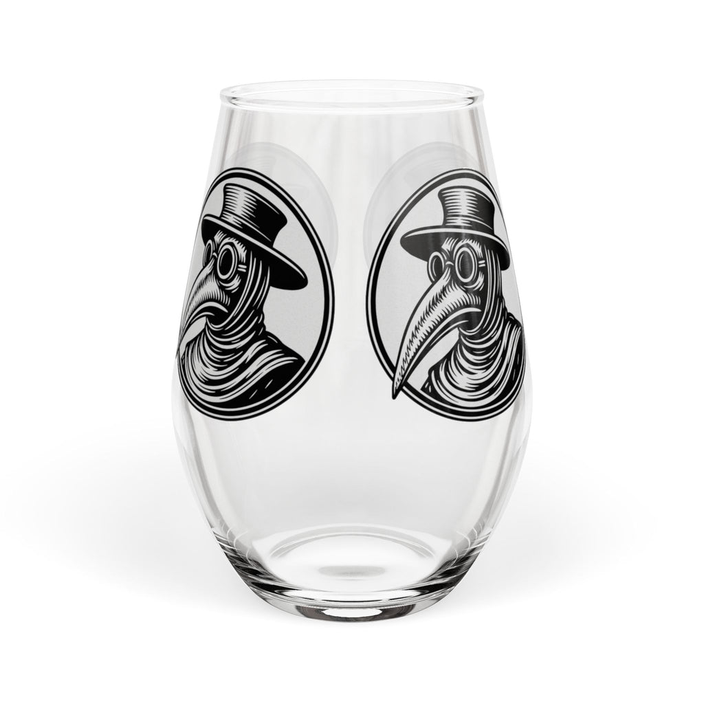 Plague Doctor Illustration Stemless Wine Glass | 11.75 oz
