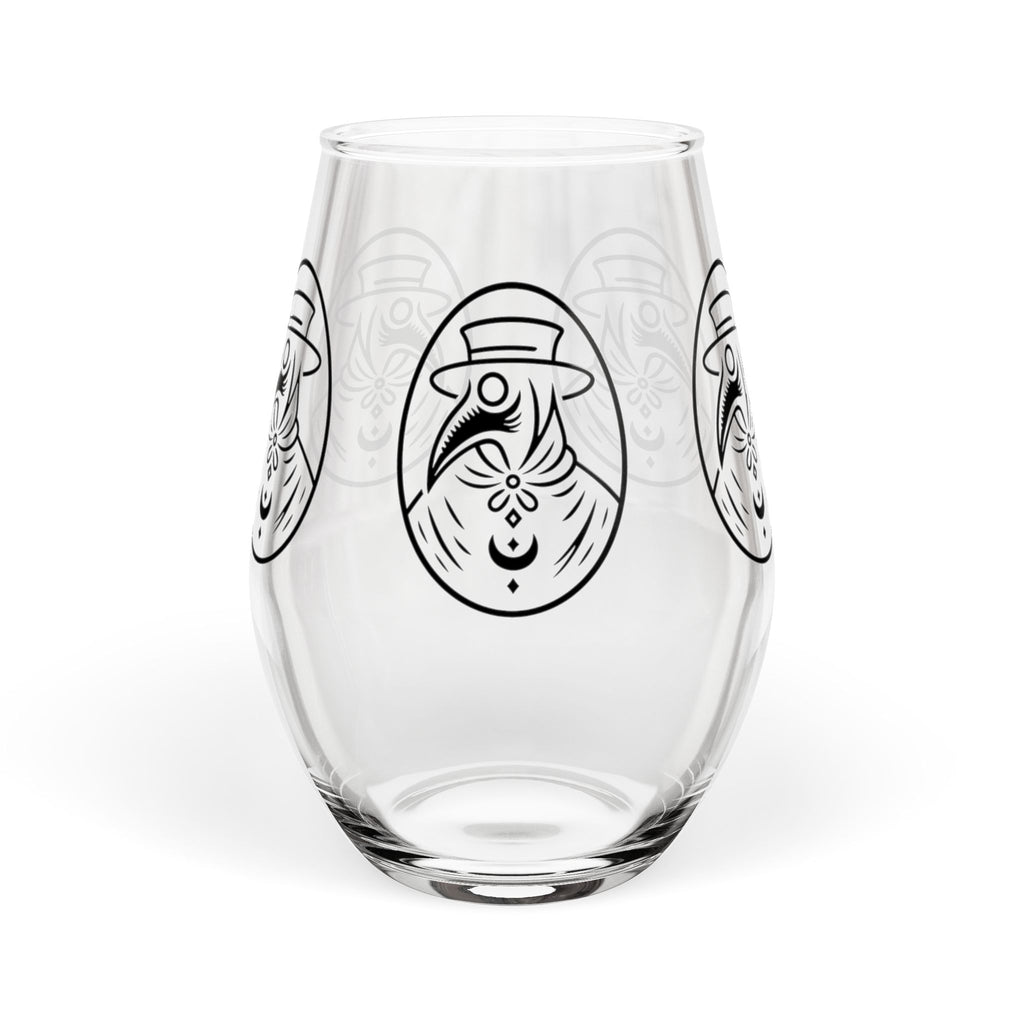 11.75oz Stemless Wine Glass w/Plague Doctor Illustration