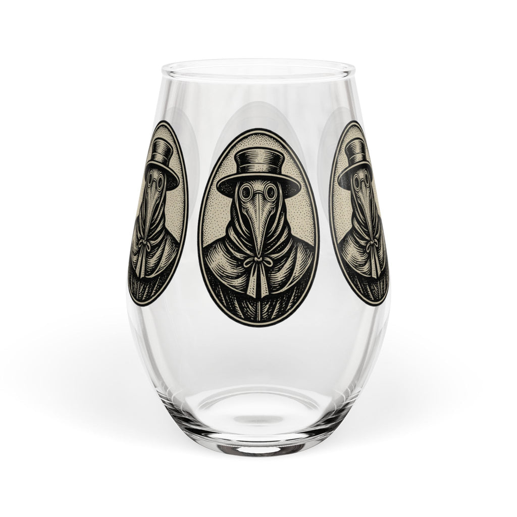 Plague Doctor Illustration Stemless Wine Glass | Gothic, Vintage
