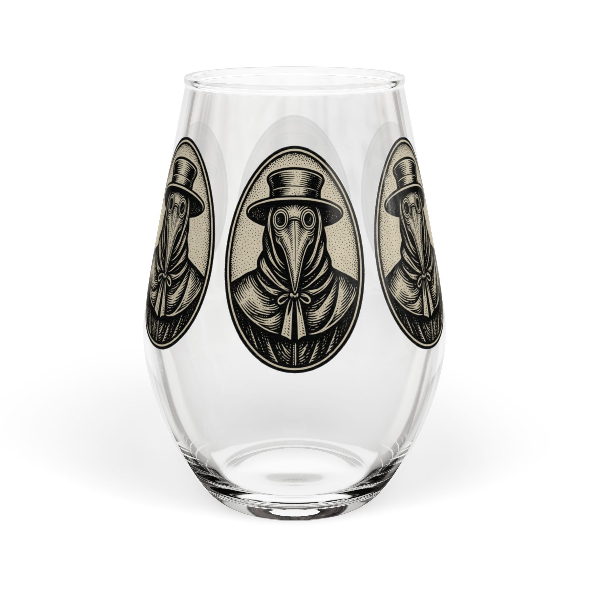 Plague Doctor Illustration Stemless Wine Glass | Gothic, Vintage
