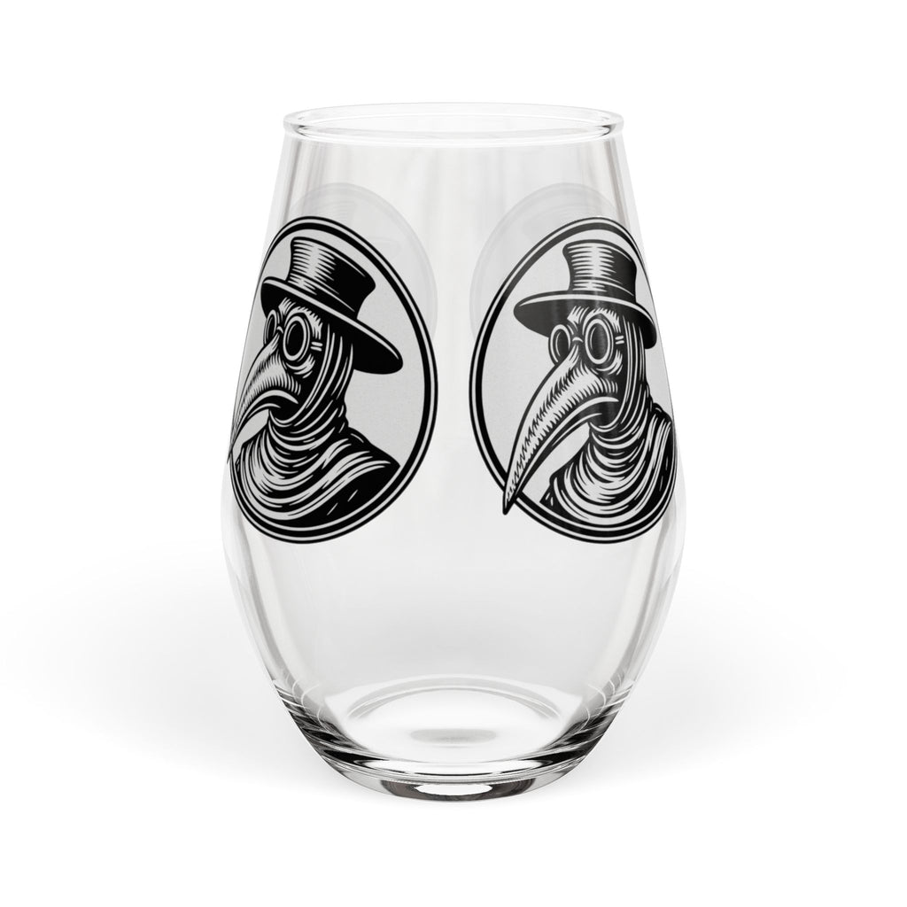 Plague Doctor Illustration Stemless Wine Glass | 11.75 oz