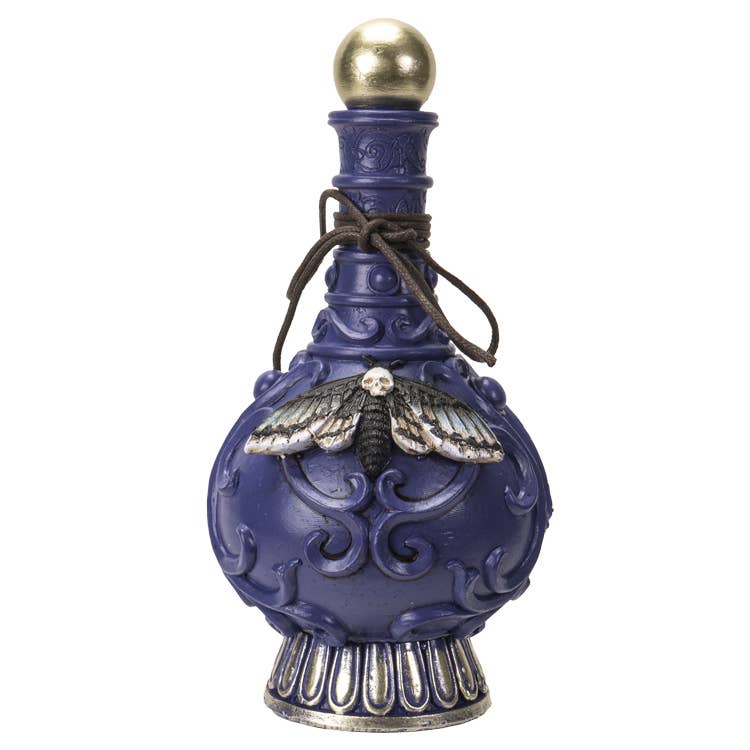 Death’s‑Head Moth Apothecary Bottle — Gothic Decorative Resin Vessel (9")