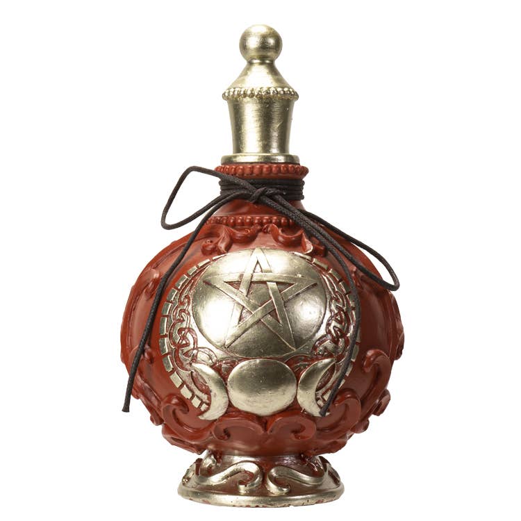 Triple Moon Witch’s Bottle — Gothic Decorative Resin Vessel (9")