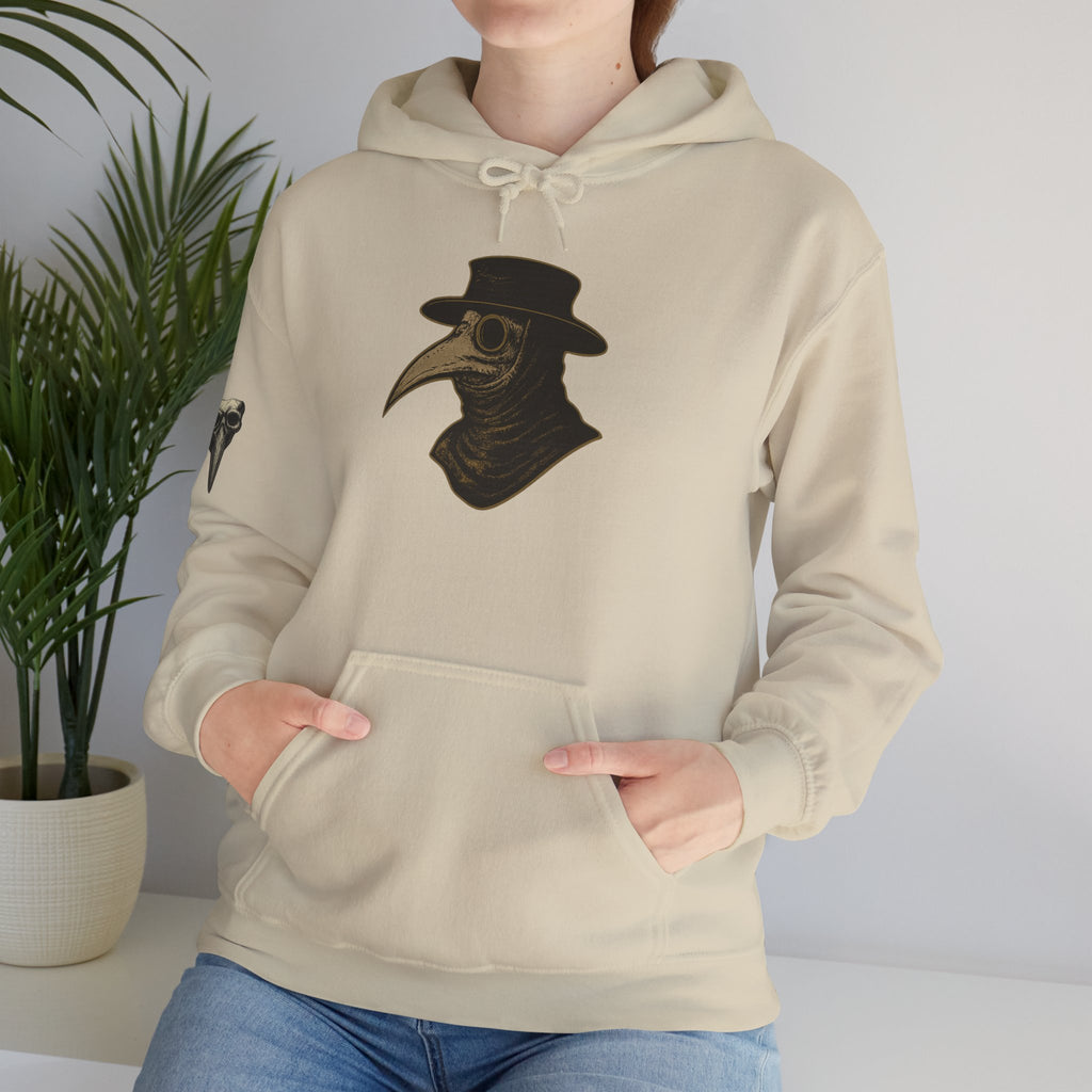 Gothic Vintage Medical Mask Hoodie — "The Plagued Page" Pullover