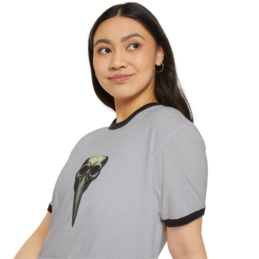 Ringer T-Shirt — Plague Doctor Mask Graphic "The Plagued Page"