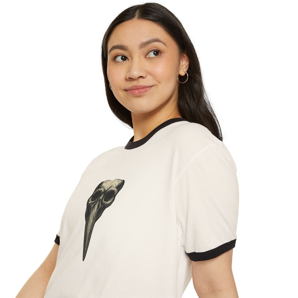 Ringer T-Shirt — Plague Doctor Mask Graphic "The Plagued Page"
