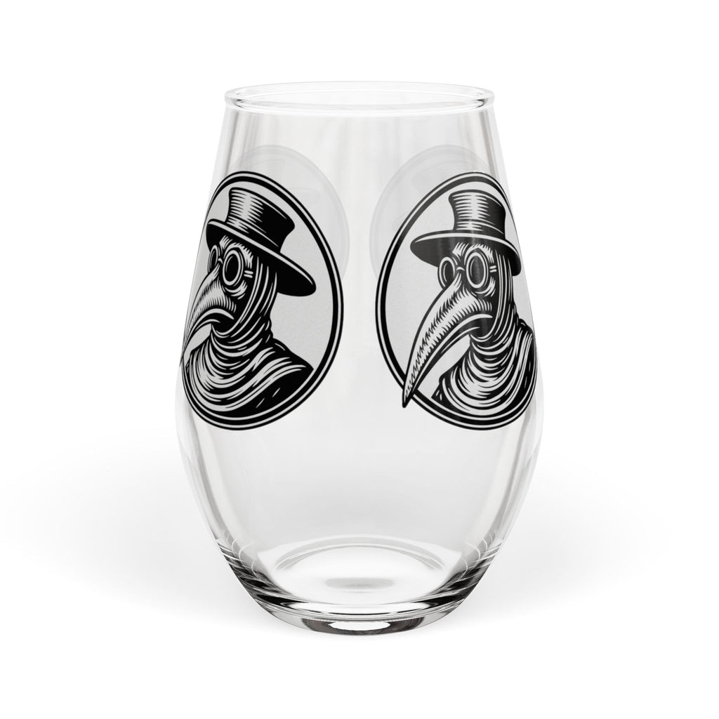 Plague Doctor Illustration Stemless Wine Glass | 11.75 oz