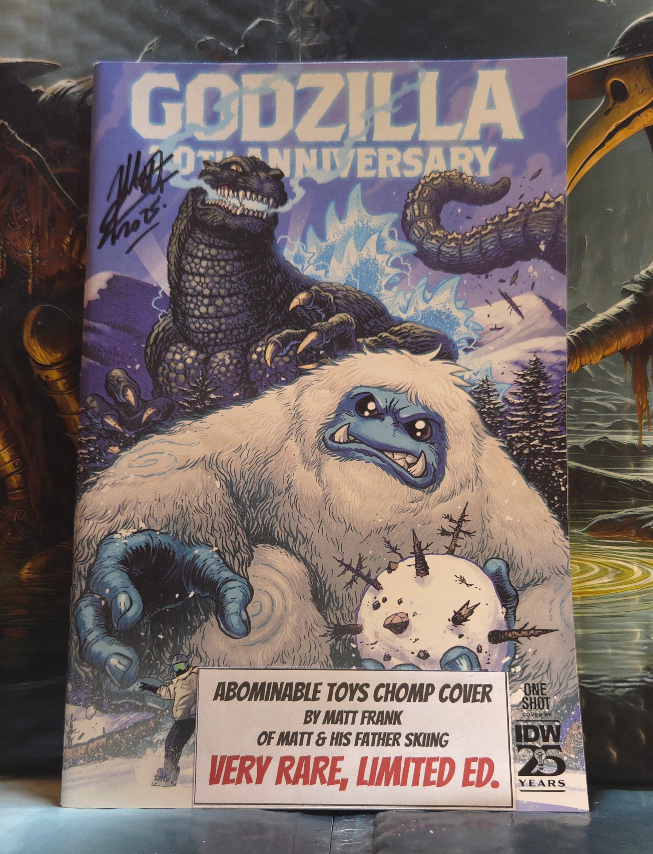 Godzilla 70th Anniversary Abominable Toy Chomp Cover Matt Frank Signed