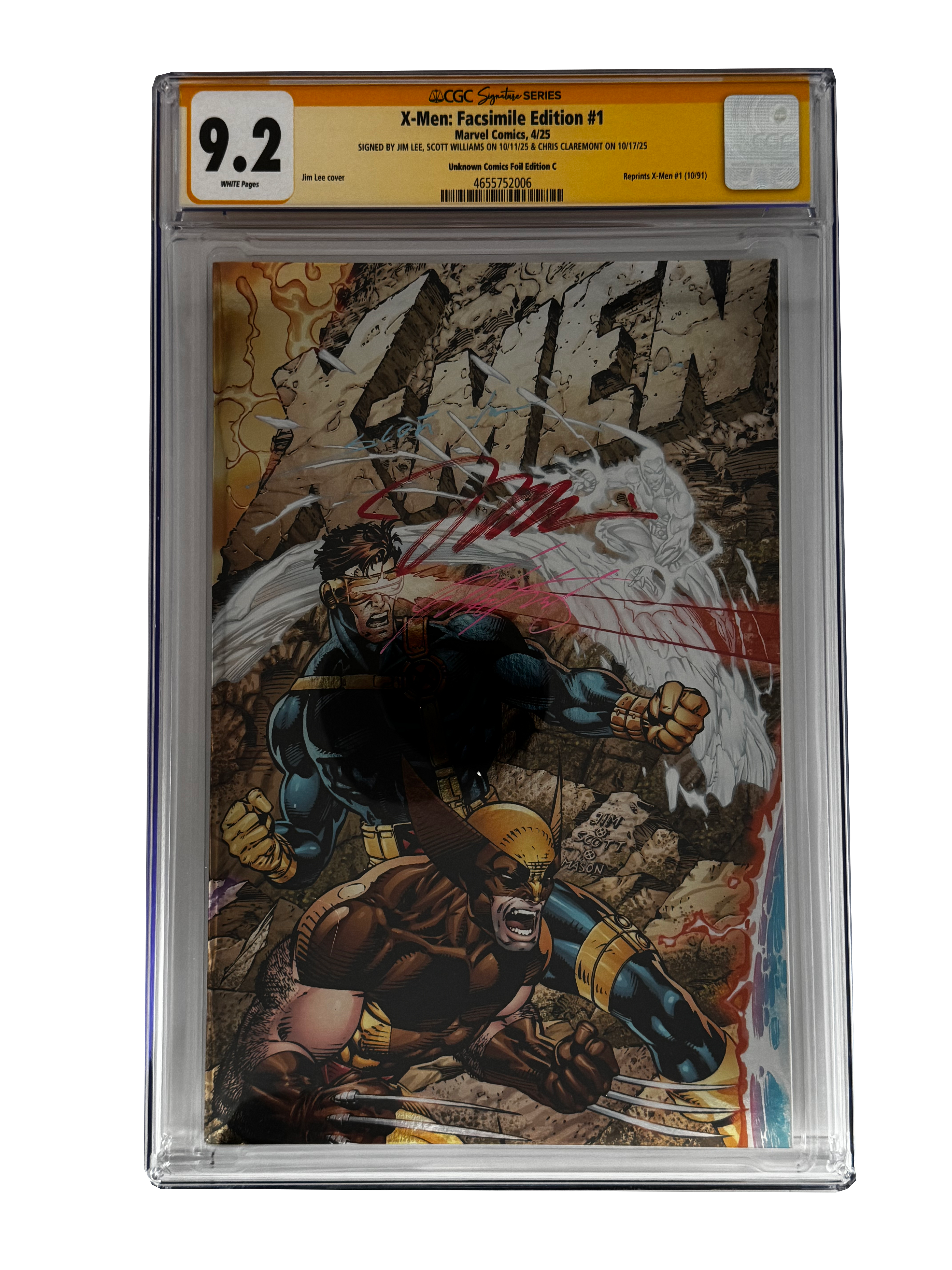 [TRIPLE SIGNED CGC YELLOW LABEL 4 PACK FOIL] X-Men 1991 #1 Facsimile Jim Lee | Claremont |  Williams Cover Var [Set #4]