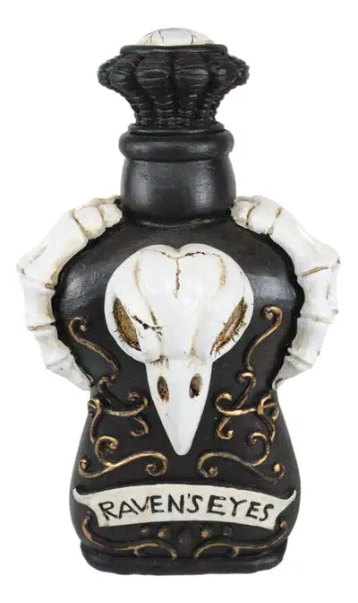Raven’s Eyes Poison Bottle — Gothic Decorative Resin Vessel (7.25")